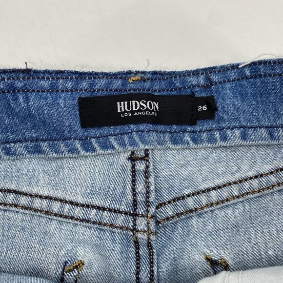 Hudson Denim 26 Distressed Sloane Step Hem Button Fly Light Wash Cutoffs Shorts - Picture 9 of 15